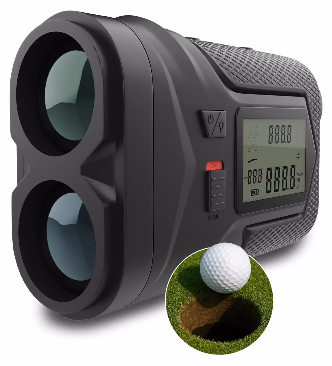 Telemetro da golf con funzione di inclinazione attivabile/disattivabile, portata di 1097 metri, ricaricabile tramite USB-C