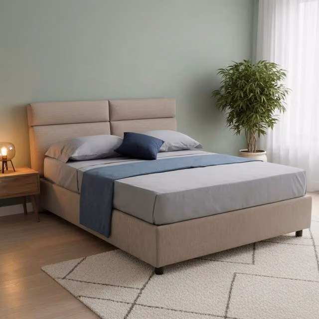 Letto Matrimoniale Alcatron DMORA con Contenitore a Alzata, Grigio, L/P: 160 x 190 cm – 1