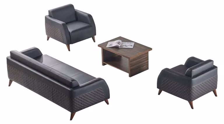 Sofagarnituren Schwarz 3-Sitzer Sessel Braun Farbe Couchtisch Ledersofas