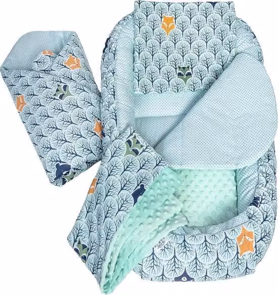 Set di Nido per Bambini da 5 pezzi Multicolore con Cuscino e Inserimento Rimovibile L/P/H: 100 x 60 x 15 cm
