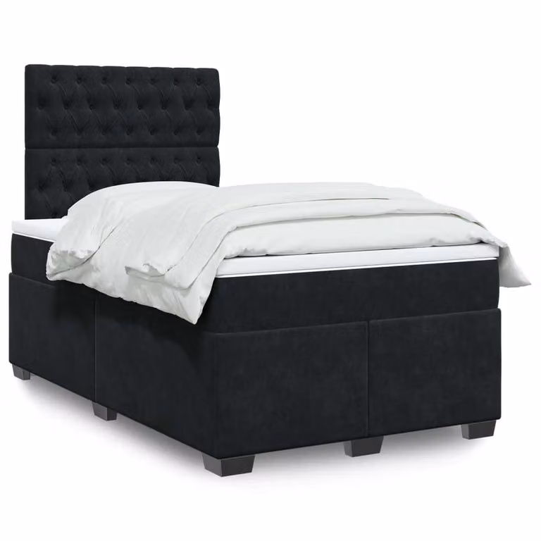 Maison Exclusive - Giroletto a Molle con Materasso Nero 120x200 cm in Velluto