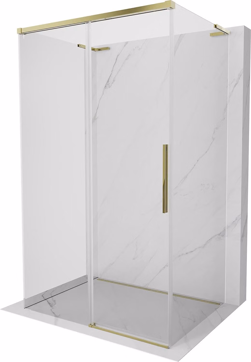 Mexen Rox-3S L cabina doccia scorrevole a 3 lati 155 x 100 cm, trasparente, oro - 8C2L-155-100-50-00-3S