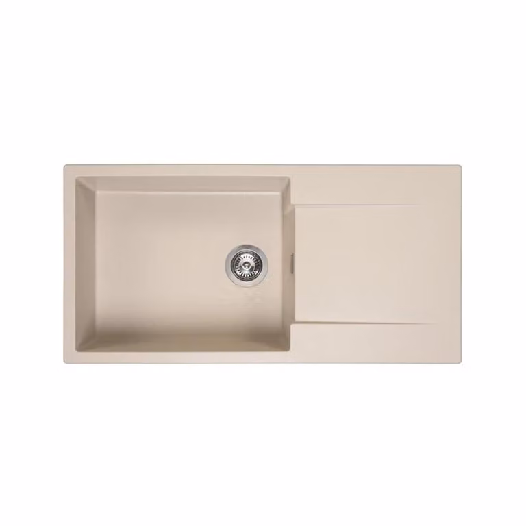 Lavello in granito Reginox con scolapiatti, vasca sinistra, Amsterdam 540 Caffe Silvery 54x44 cm R30820