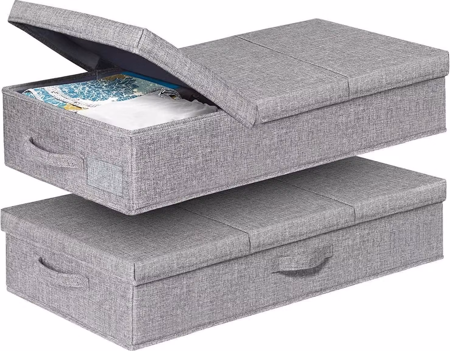 JUPELI Set di 2 contenitori sotto il letto pieghevoli alti 15 cm Grigio