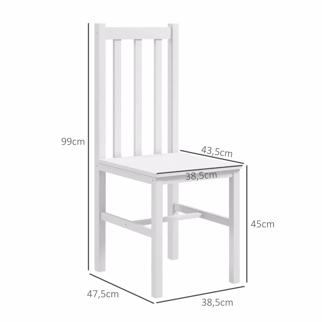 Set di 2 sedie da pranzo WISHDOR in legno di pino laccato bianco stile country con schienale a doghe – 2