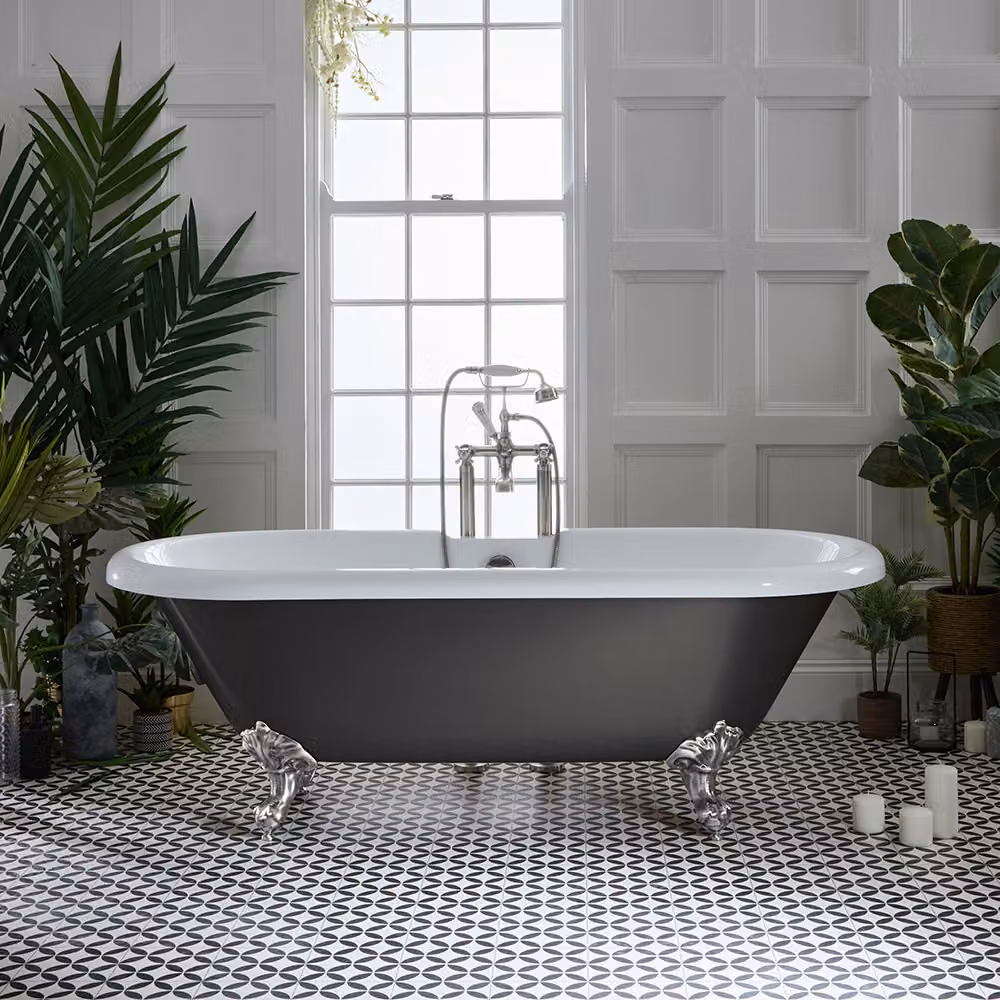 Vasca da Bagno Tradizionale Freestanding - Rame Metallizzato - 1795mm x 785mm - Piedini Bianchi - Legend