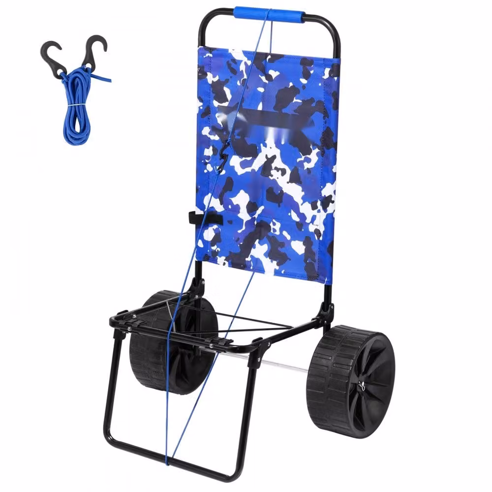Carrello da spiaggia - Carrello pieghevole in acciaio per sabbia - Robusto carrello a mano per la spiaggia - Portata 31 kg - 380 x 386 mm - Carrello per attrezzature