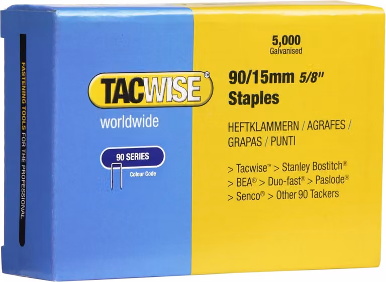 TACWISE 306 TACWISE morsetti posteriori stretti 90/15 mm zincati, 5.000 pezzi