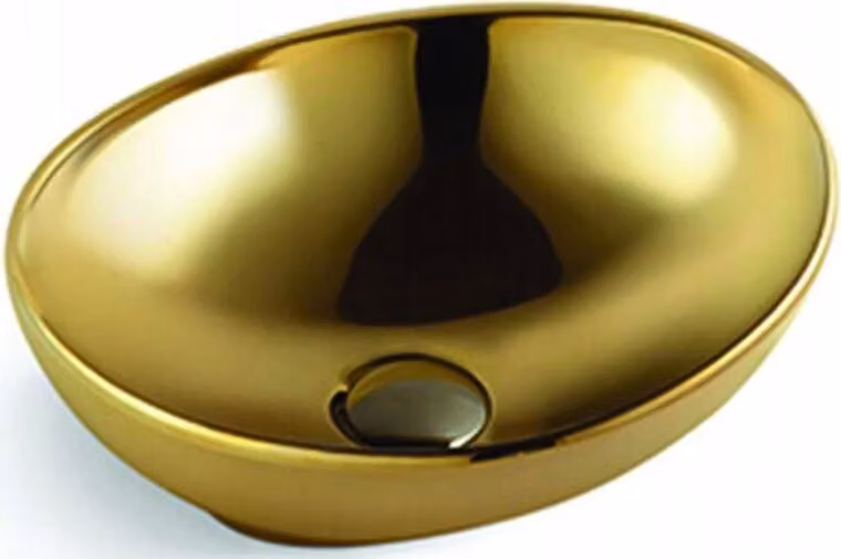 Lavello da bagno Piano di lavoro Lavatoio Oro Ovale 40x34x14,5 cm
