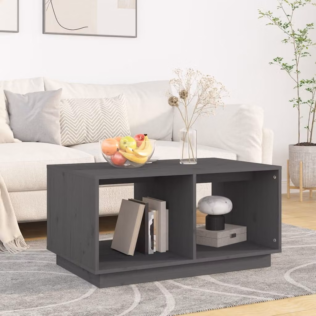 Maison Exclusive - Tavolino grigio 80x50x40 cm in legno massello di pino