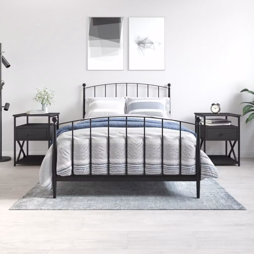 Set di 2 comodini moderni vidaXL in legno e metallo neri L/P/H: 40 x 42 x 55 cm