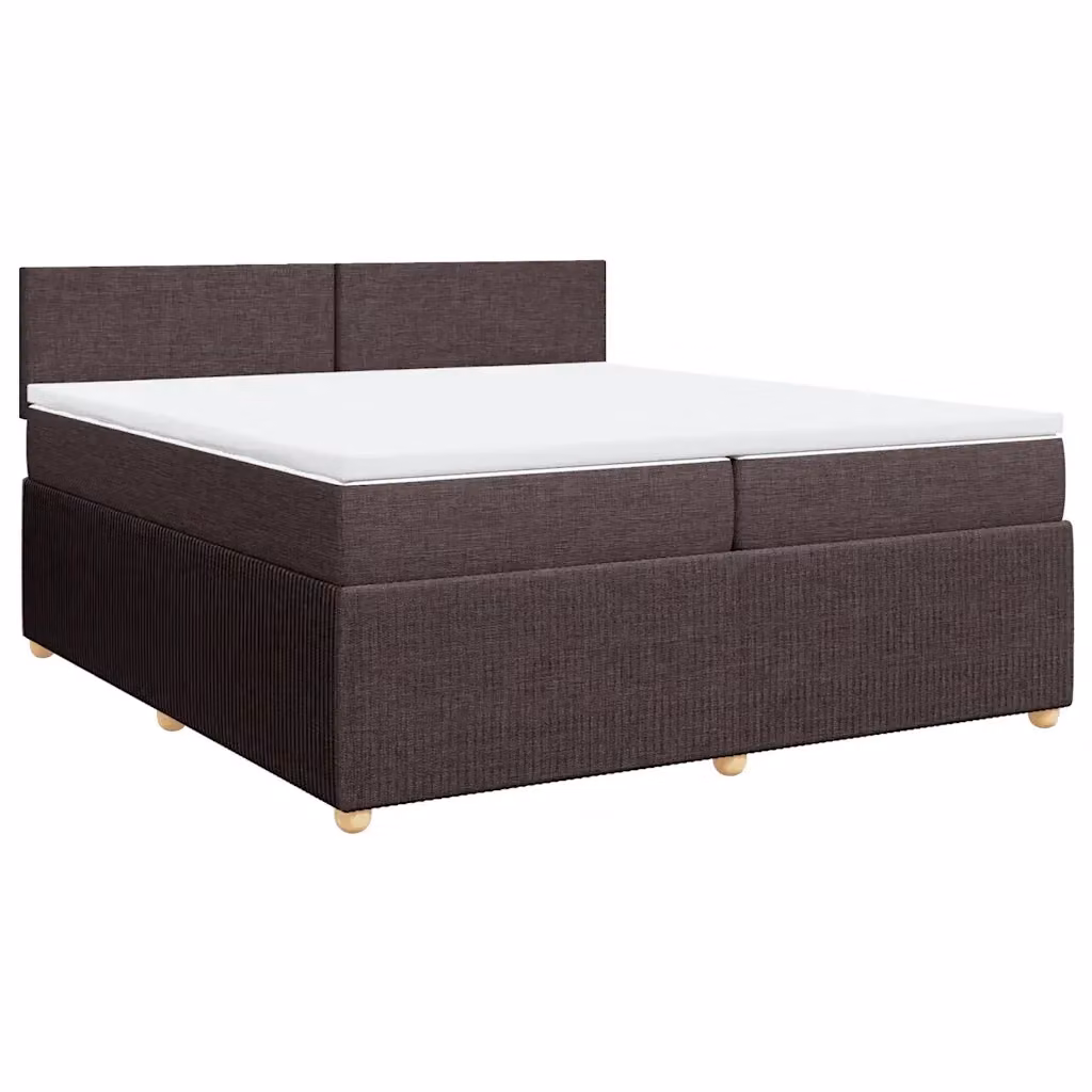 Letto Ibrido vidaXL con Giroletto a Molle e Materasso in Tessuto Marrone e Bianco 200 x 200 cm – 2