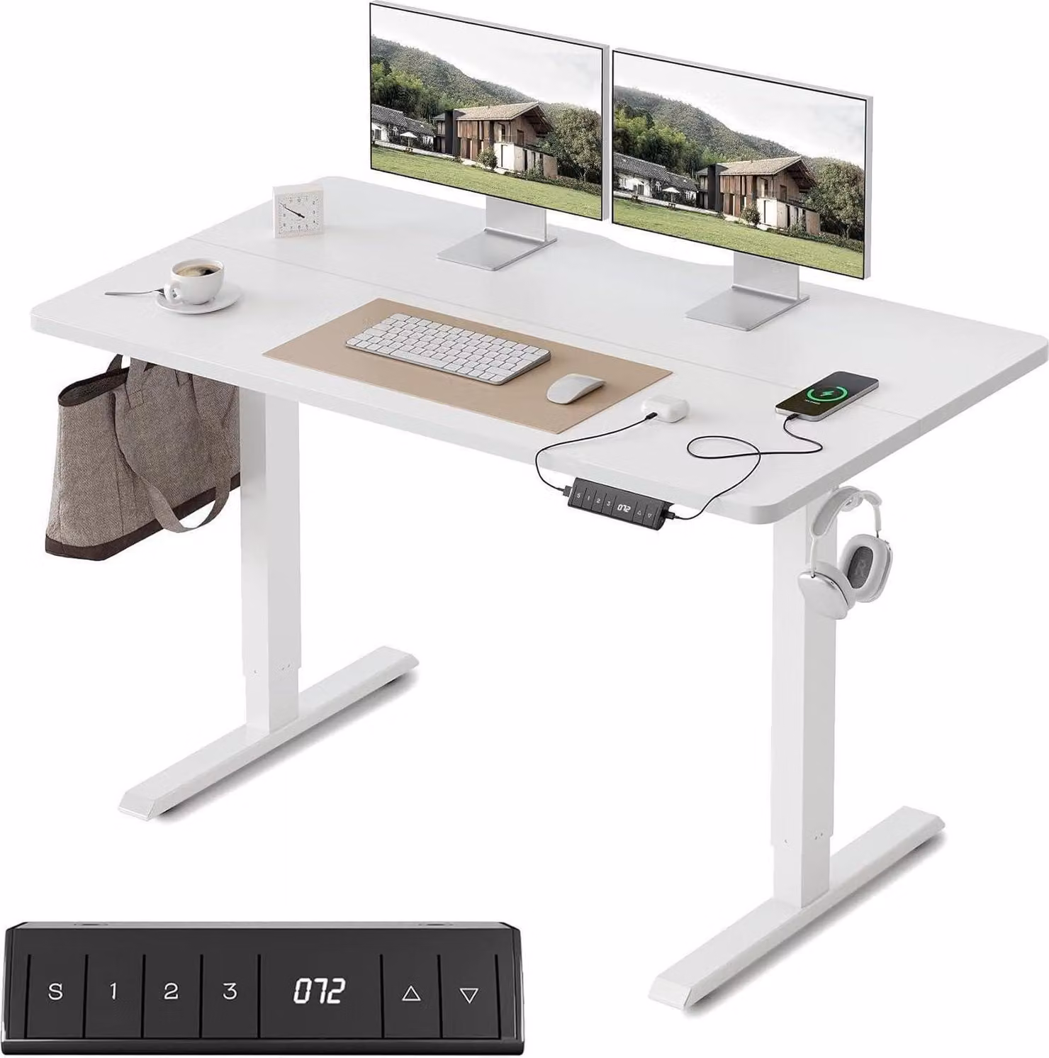 Scrivania FEZIBO regolabile in altezza 100x60cm per lavoro da seduti