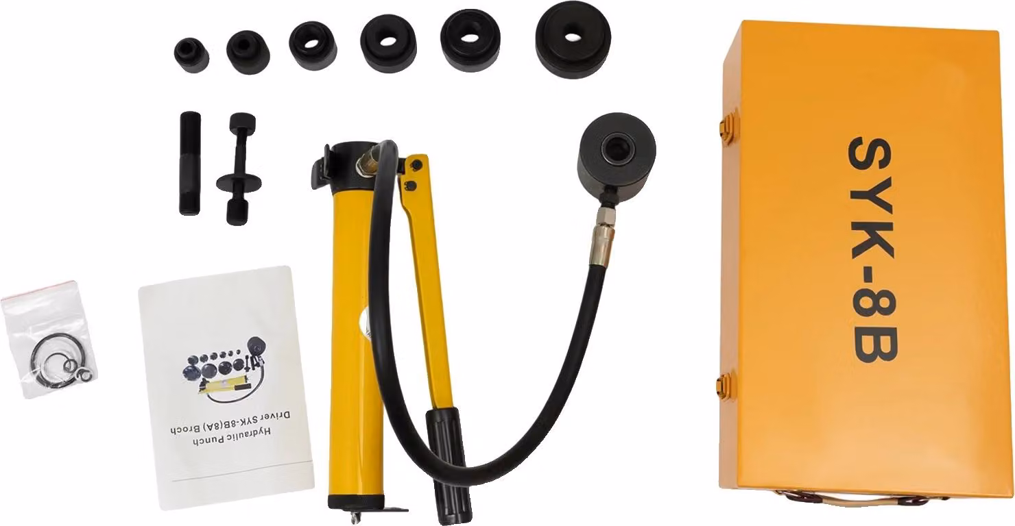 8T Set di punzoni per lamiera, utensile combinato, costruzione in metallo, giallo