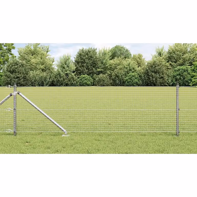 Recinzione in rete saldata con punte vidaXL in acciaio zincato argento, L: 10 m, H: 0,5 m