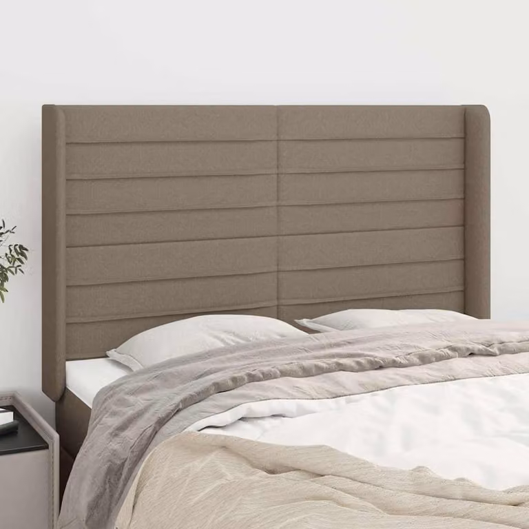 Testiera ad Orecchio vidaXL in Tessuto Beige/Grigio L/P/H: 147 x 16 x 118/128 cm