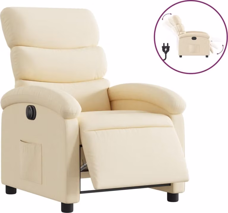 Poltrona Elettrica Reclinabile Crema in Tessuto