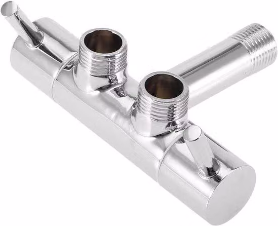 Valvola di regolazione cromata a corrente Valvola di scarico per bidet e WC Valvola a T Divisore Filettatura G1/2" Interruttore