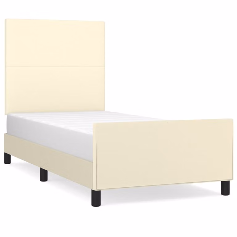 vidaXL Letto con testiera Crema 90x200 cm Pelle finta