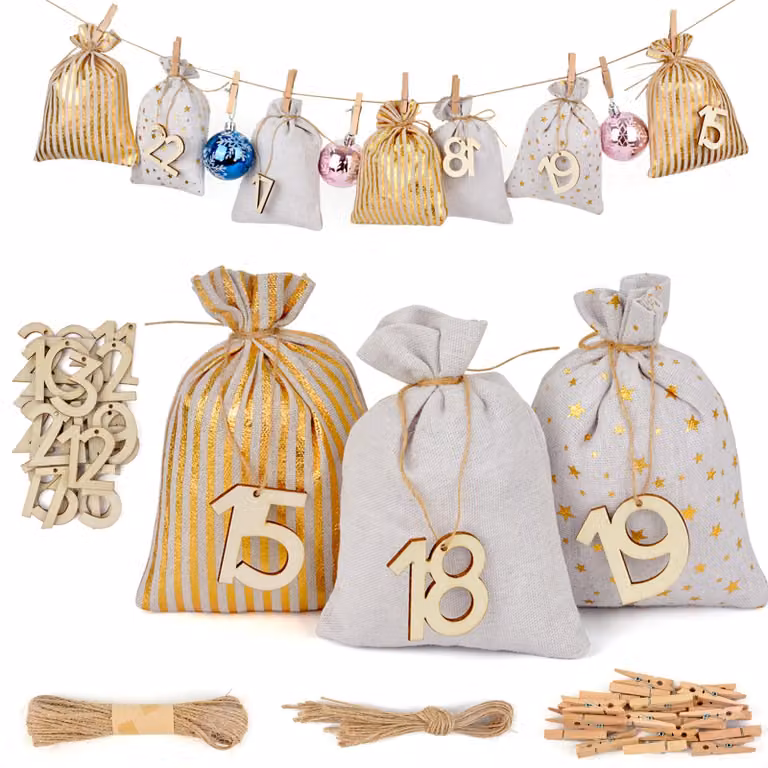 Calendario dell'Avvento, dimensioni 13x18 cm, 24 scomparti, da personalizzare e riempire