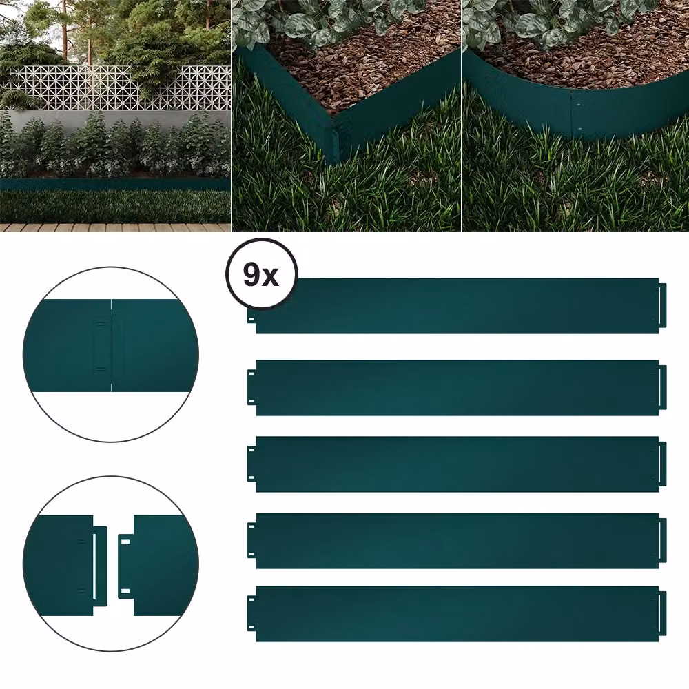 Bordo per prato Serina in acciaio zincato verde L: 100 cm, H: 14 cm, Lunghezza: 45 m – 2