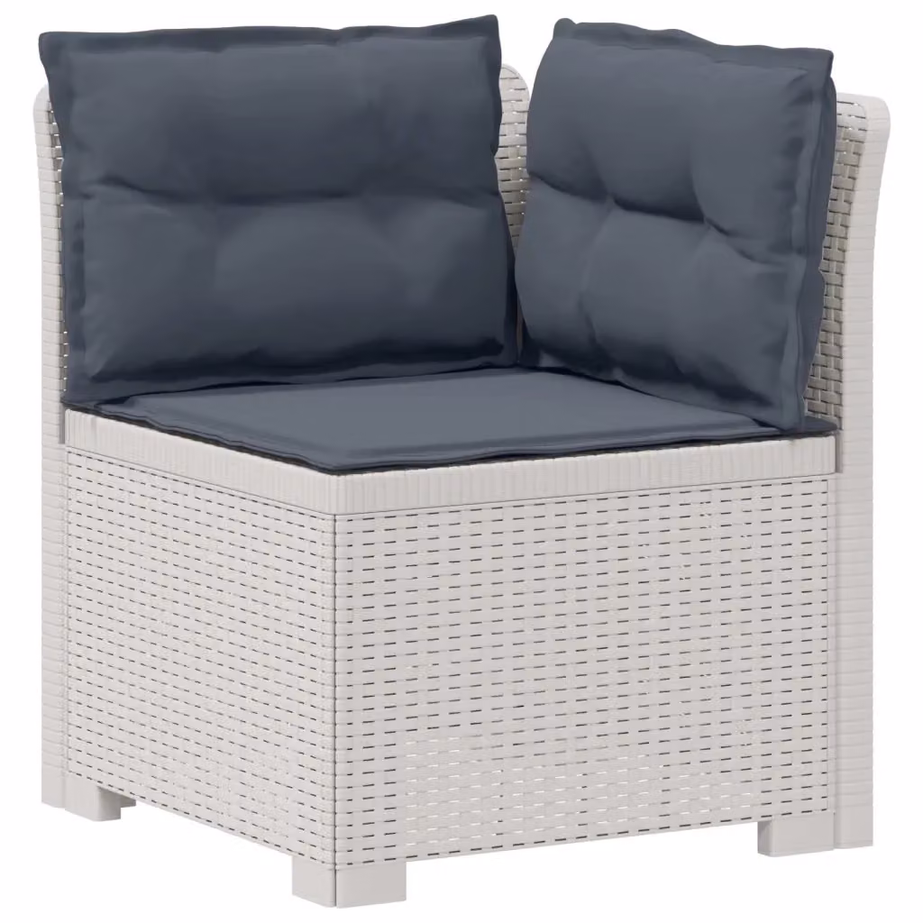 Divano da giardino a 1 posto con cuscini in stile rattan moderno vidaXL, bianco e grigio, L: 70 cm, P: 62 cm, H: 62 cm – 2