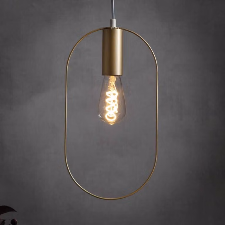 Lampada a sospensione "Shape", E27, oro, cavo bianco