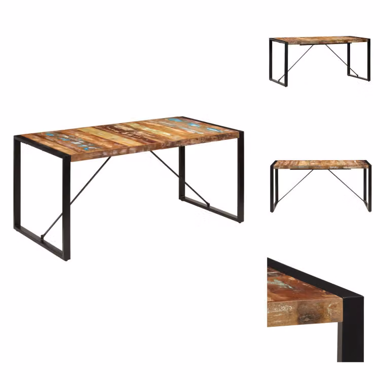 vidaXL Tavolo da pranzo 160x80x75 cm in legno massiccio antico - Tavoli da pranzo