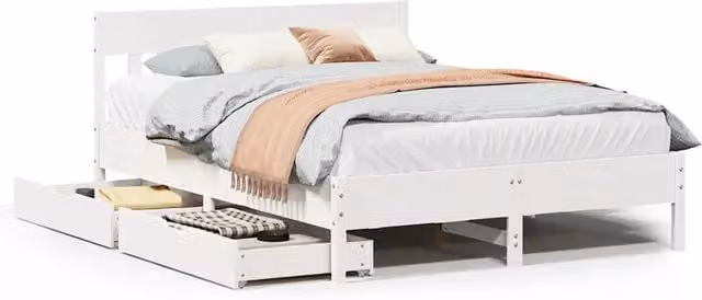 Letto matrimoniale | Letto per adulti | Letto senza Materasso Bianco 140x200 cm Legno Massello di Pino
