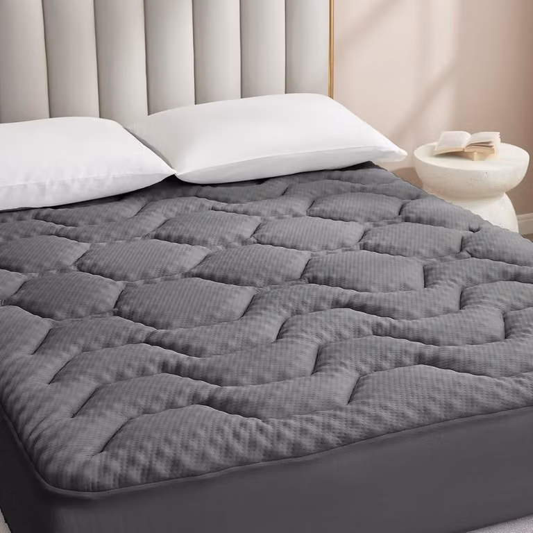Topper in memory foam, dimensioni 150x200 cm, colore grigio scuro, spessore 3 cm