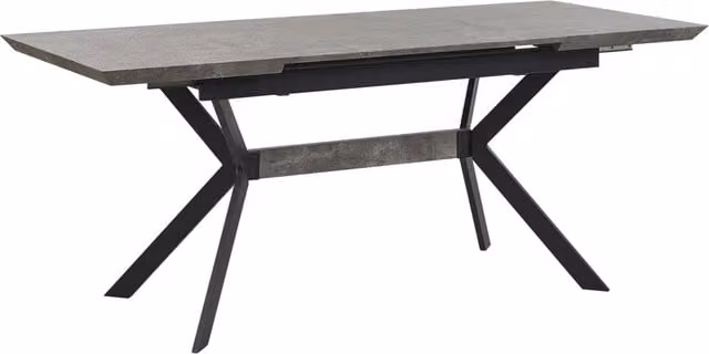 Tavolo da pranzo estensibile Beliani in stile industriale con piano effetto cemento grigio e gambe in metallo nero L/P: 140-180 x 80 cm – 1