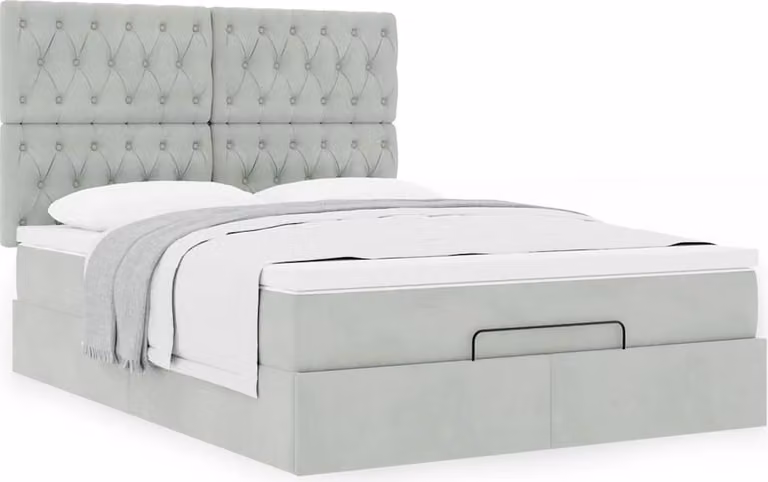 Struttura Letto Pouf con Materassi 140x190 cm Velluto