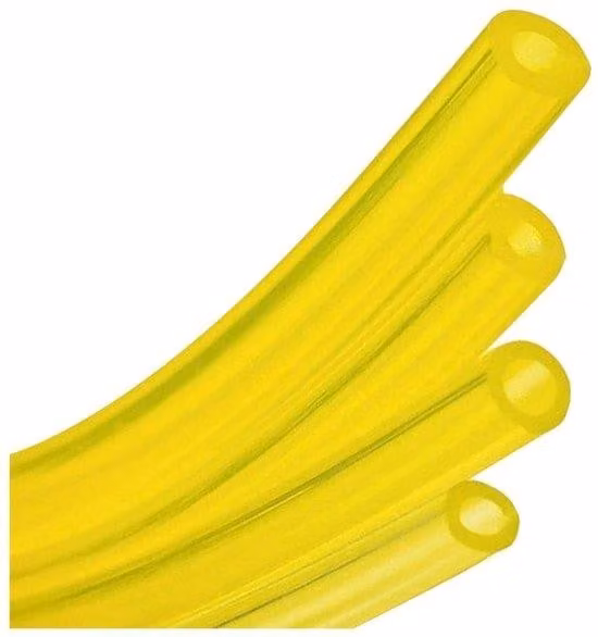 Tubi flessibili per benzina, adatti a piccoli motori, disponibili in 4 dimensioni, colore giallo, resistenti agli oli.