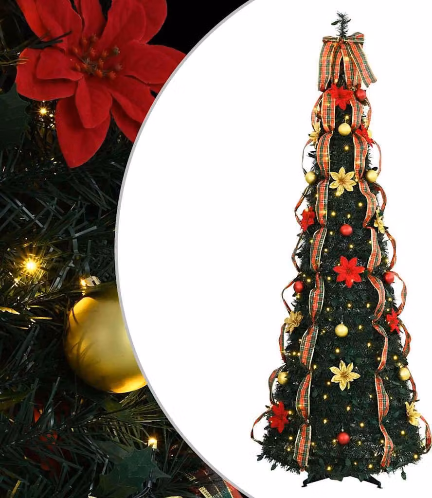 Albero di Natale artificiale con 200 LED Verde 215 cm PVC