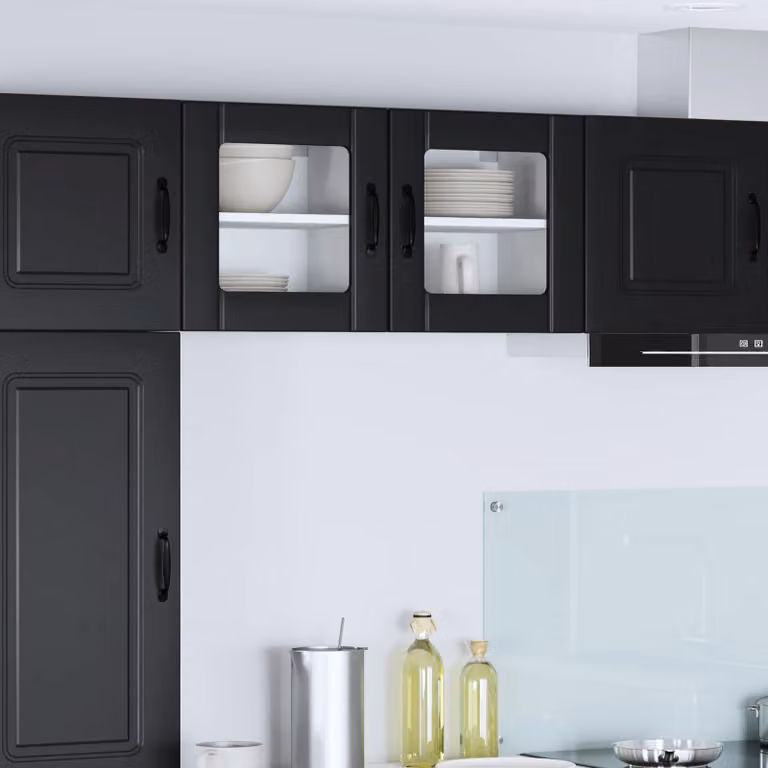Mobile da parete LUCCA vidaXL in legno e vetro con ante in vetro nero L 40 cm, P 31 cm, H 40 cm