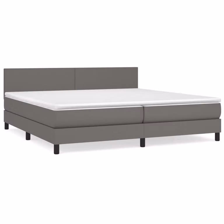 Giroletto a Molle con Materasso Grgio 200x200 cm in Pelle finta