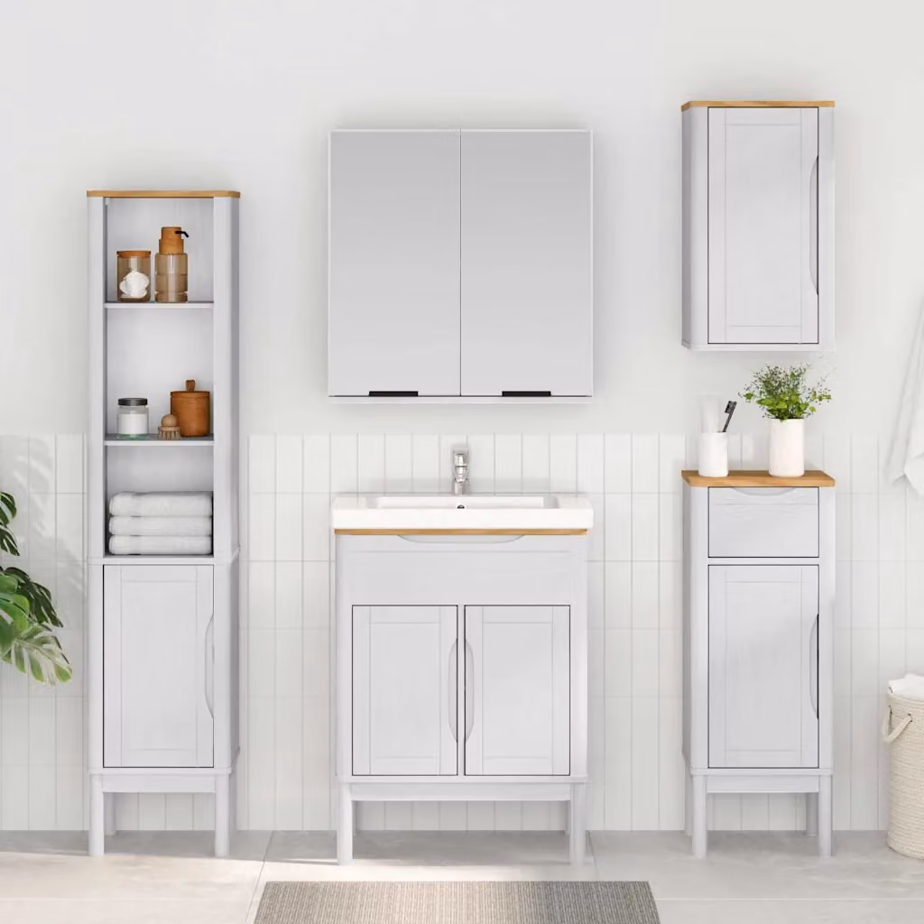 Mobiletto bagno alto vidaXL FLORO Bianco con ante a battente e ripiani interni L/P/H: 35 x 30 x 160 cm