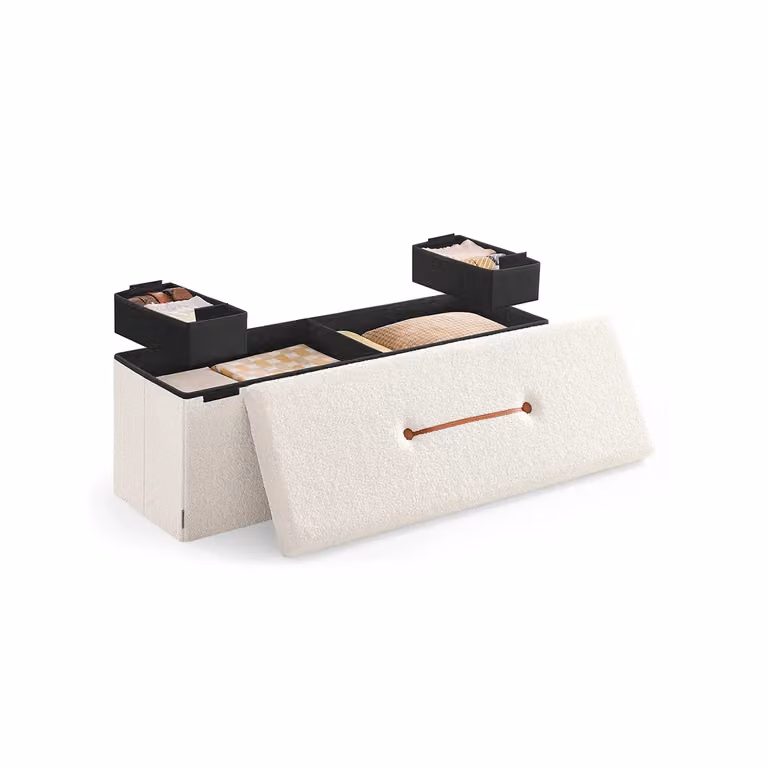 Pouf Contenitore, Bianco Crema / 110l cm