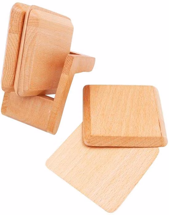 Set di 6 supporti in legno per acquari - Supporti rettangolari in legno con staffa - 9 cm - Resistenti al calore - Impermeabili - Superficie liscia