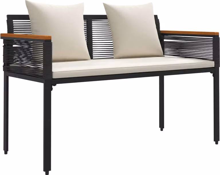 Panchina da esterno Nero e Bianco Crema 117 x 54 x 74.5 cm