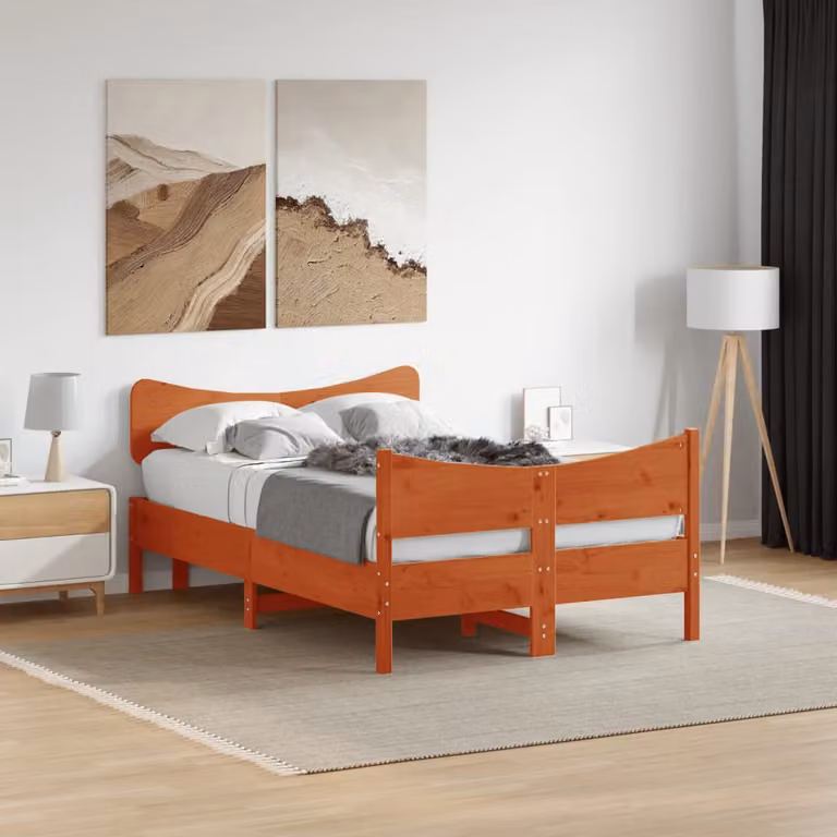 vidaXL Giroletto in Legno di Pino Marrone Cera con Doghe Rigide L 120 x P 200 cm