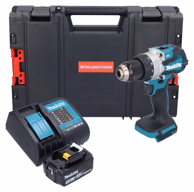 Makita DHP 489 SF1J-R Trapano a percussione a batteria 18 V 73 Nm brushless + 1x batteria ricaricabile 3,0 Ah + caricabatterie + RHINO