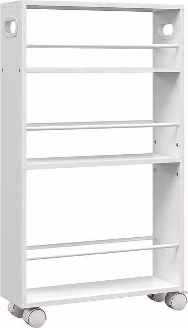 Carrello salvaspazio HOMCOM per cucina e bagno a 3 livelli con barre laterali e ruote con freni, Bianco, L 45 cm x P 15 cm x H 80 cm – 1