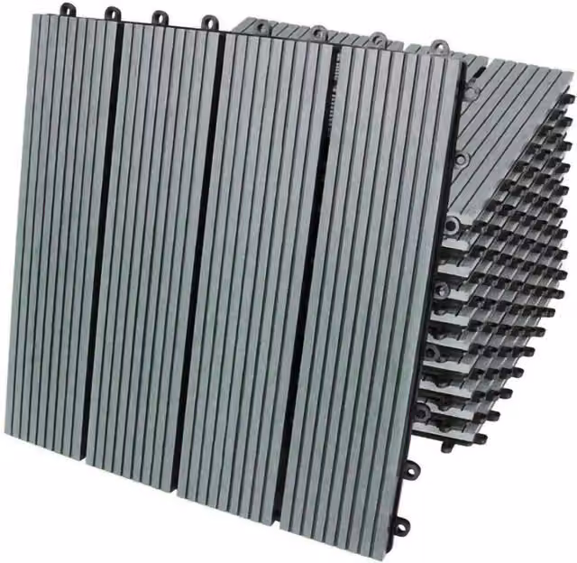 Set di 33 piastrelle da giardino in WPC grigio MONSTER SHOP, L/P: 30 x 30 cm, Spessore: 2,5 cm, Copertura totale 3 mq