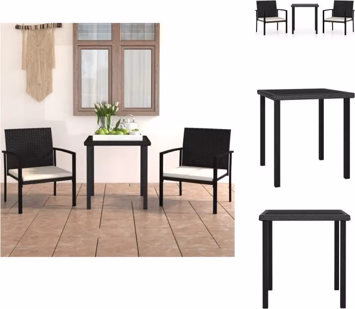 vidaXL set da pranzo da giardino 3 pezzi in rattan nero - Set di mobili da giardino