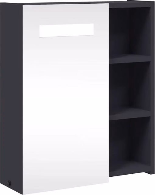 Mobiletto da bagno a parete con illuminazione a LED 45 x 13 x 52 cm pratico contenitore stile pulito legno grigio 02_0047266