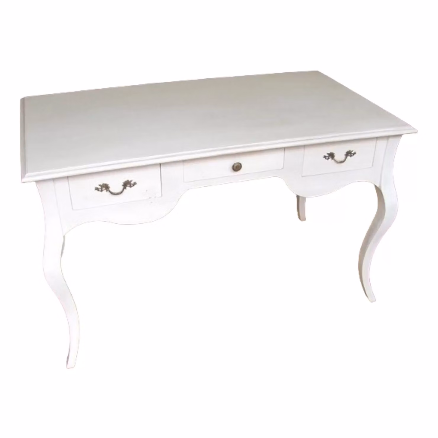 Scrivania in legno con 3 cassetti laccata bianco opaco Mobili 2G L: 130 cm, P: 75 cm, H: 80 cm – 1