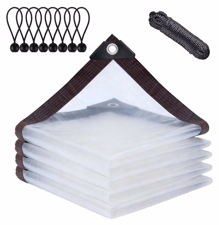 Omgoods - Telo trasparente impermeabile con occhielli, 2 x 4 metri