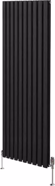 Radiatore a colonna ovale e valvole cromate TRV Designer nero 1800mm x 600mm
