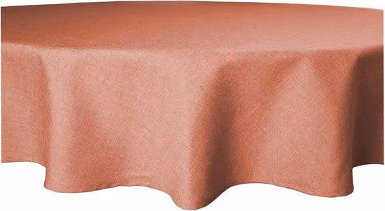 Tovaglia idrorepellente color terracotta in tessuto effetto lino, larghezza 140 cm